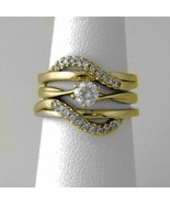 0.90Ct Moissanita Solitario Potenciador Envolvente Anillo de Boda A Jueg... - $310.42 CAD