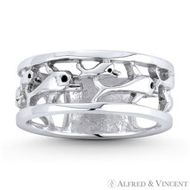 Dolphin Pod Animal Loyalty Charm Wide Right-Hand Ring .925 Sterling Silver Band - £24.84 GBP
