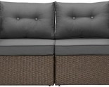 Patio Loveseat, 2 Piece Wicker Outdoor Sectional Couch With Non-Slip Dar... - $296.99