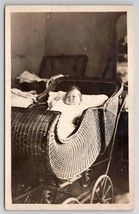 RPPC Grumpy Baby Betty Lou In Wicker Carriage Real Photo Postcard S28 - £6.35 GBP