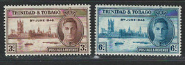British Trinidad &amp; Tobago 1945-46 Vf Mh Stamps Scott # 62-63 Peace Issue - £1.02 GBP