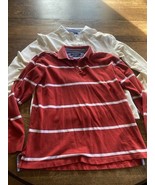 Tommy Hilfiger Polo Shirt Mens Large White And Red White Long Sleeve Lot... - $27.71
