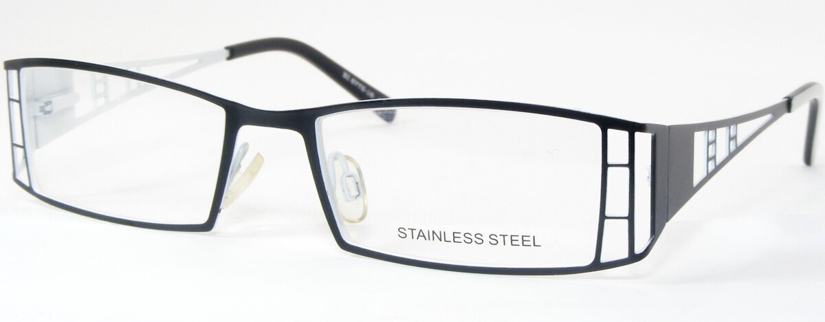 Vintage Bi 8773-16 Negro / Blanco Único Raro Gafas Marco 50-17-135 - $76.21