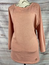 Adrienne Vittadini Metallic Embellished Sweater Women XL Soft Stretch Sc... - £17.69 GBP