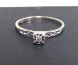 14K White Gold .05 Diamond Engagement Ring Sz 6.25 Antique Traditional Band JWC - £115.83 GBP