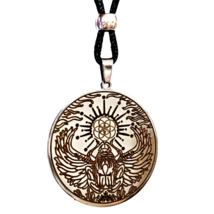 Scarab Beetle Necklace Steel Pendant Seed Of Life Amulet Bead Tie Cord Jewellery - £5.99 GBP