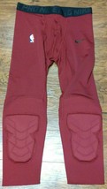 Nike Nba Pro Hyperstrong Padded Tights Pants 3/4 Maroon M/medium AA0755-677 - $39.59