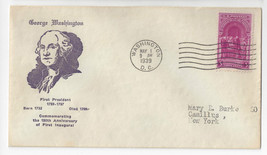 # 854 Washington Inauguration 2nd Day Cover Ludwig Thermographed Cachet 1939 - $4.99