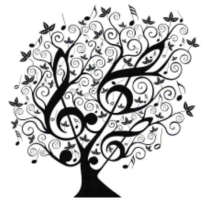 Music Treble Clef Tree Cross Stitch Pattern***LOOK*** - $2.95
