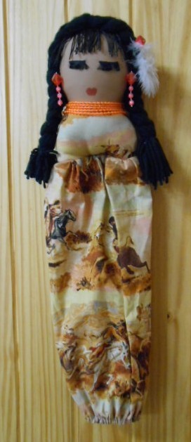Native American Seminole Handmade Grocery Sack Bag Saver Girl Doll 24" Warriors - £19.66 GBP