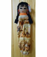 Native American Seminole Handmade Grocery Sack Bag Saver Girl Doll 24&quot; W... - $34.28 CAD
