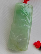 Icy Ice Light Green Natural Burma Jadeite Jade Bamboo Knot Pendant # 77 carat # - £545.24 GBP