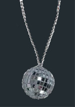 Funky Diva Disco Ball Pendant Necklace Mirror Glass Dance Party Costume Jewelry - £4.77 GBP