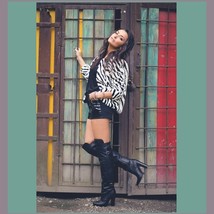Fabulous Zebra Stripe Fashion Faux Fur Long Sleeve Jacket Shirt Coat  image 4