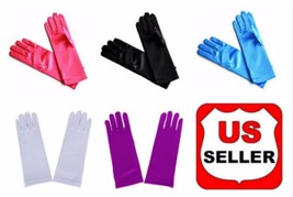DH Kids Formal Stretch Satin Long Finger Gloves for Girl Children Party - £5.57 GBP