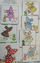Bonnet / Sunbonnet Girl &amp; Kitten DOW  Kitchen TOWELS embroidery pattern Mc668 - £3.94 GBP