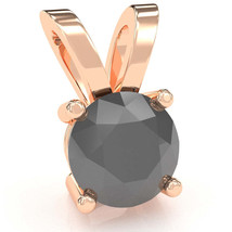 Black Onyx Solitaire Pendant In 14k Rose Gold - £150.60 GBP
