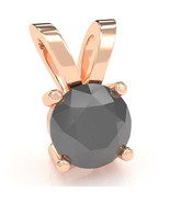 Black Onyx Solitaire Pendant In 14k Rose Gold - $257.37 CAD