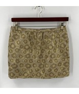 J Crew Gold Brocade Womens Mini Skirt Size 6 Silk Blend Metallic - $470.41 MXN