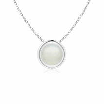Moonstone Solitaire Pendant Necklace in 14K White Gold (Grade- AA, Size- 5MM) - £287.06 GBP
