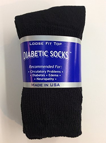 3 Pairs of Mens Black Diabetic Crew Socks 13-15 Size [Health and Beauty] - $6.92