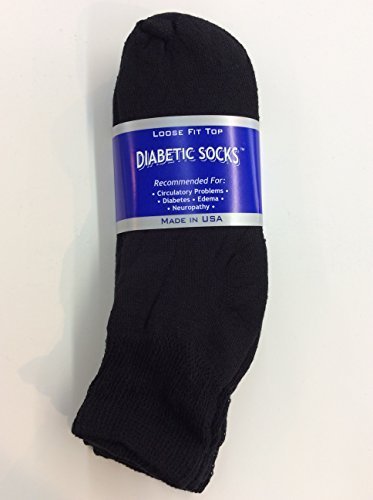 3 Pairs of Mens Black Diabetic Ankle Socks 13-15 Size [Health and Beauty] - $6.92