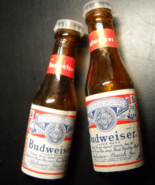 Budweiser Salt &amp; Pepper Shakers Long Neck Amber Bottles Made in Taiwan B... - £8.64 GBP