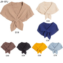 Women&#39;s fashion hollow wool knitted outer shawl - $20.99
