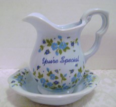 Enesco Floral Blue  Pitcher &amp; Bowl - £9.38 GBP