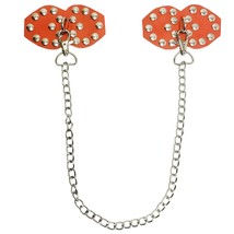 Studded Leather Chain Pasties D Rings Detachable Reusable Covers Orange ... - $19.79