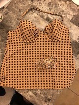 J CREW WOMENS TANKINI TOP Size 4 Beige Black Polka Dots Worn Once - $7.91