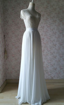 WHITE Chiffon Maxi Skirt Summer Wedding Custom Plus Size Chiffon Skirt image 3