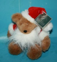 Galerie Christmas Santa Teddy Bear 7&quot; Suit Cap Brown Plush Stuffed Soft ... - $16.45