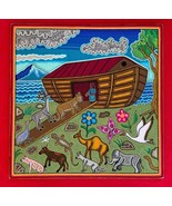 Mexican Fine Folk Art Huichol Tribe Noah’s Ark Yarn Painting Masterpiece - $600.00