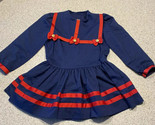 Vintage Peaches ‘n Cream Sailor Dress Navy Blue &amp; Red Girl’s Size 5 Made... - £12.13 GBP