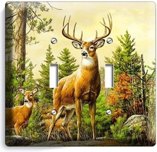 Whitetail Wild Deer Buck Antlers Double Light Switch Wall Plate Cover Home Decor - £11.01 GBP