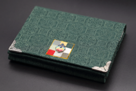 Korean Hanbok Fabric Business Card Case Green Dragonfly Flower Peach Tortoise - £23.62 GBP