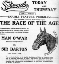 Man O&#39;war Vs Sir Barton 8X10 Photo Horse Racing Picture MAN-O-WAR Wide Border - £3.93 GBP