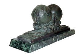 Globe Solid Bronze Bookends 2 Piece Sculpture - £98.28 GBP