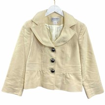 Helene Berman Peacoat Cream Size M Button Front Collar Lined 100% Cotton... - $25.14
