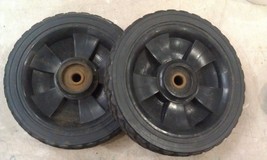 5BB88 PAIR OF WHEELS (FROM BBQ??) 1#1 EACH, 7-7/8&quot; X 1-5/8&quot; X 1/2&quot; +/- O... - £5.30 GBP