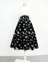 Women Vintage Inspired Red Black Midi Party Skirt Wool-blend Pleated Party Skirt image 7