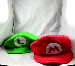 Nintendo Mario Bros Mario and Luigi Red &amp; Green Hats Cap Halloween Costu... - £6.45 GBP