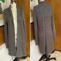 Anthropologie MOTH long Cardigan Sweater Coat Size S gray rust wool blend - £43.52 GBP