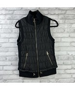 Calvin Klein Puffer Vest Performance Black Gold Trim Preppy Size MED - $31.97 CAD