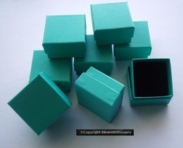 Ring Box jewelry displays Turquoise 1.75&quot; cardboard ring boxes JD033 - £6.18 GBP