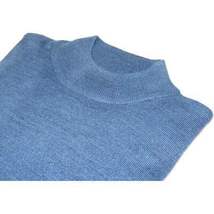 Mock Neck Merinos Wool Sweater PRINCELY Turkey Soft Knits 1011-00 Denim Blue image 4