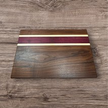 Handcrafted 12 x 18 Large Cutting Board Walnut Maple Purple Heart Sleek ... - $1,288.18 MXN