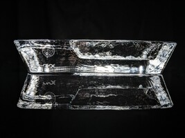 Heavy clear cigar ashtray NIB. Measures 7.5" L x 3.5" W x 1.5" H image 5