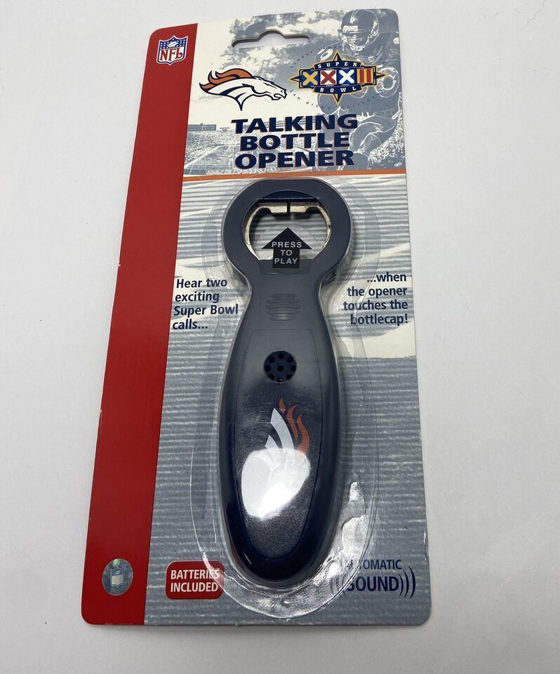 Denver Broncos NFL Super Bowl 32 Talking Bottle Opener New Batteries